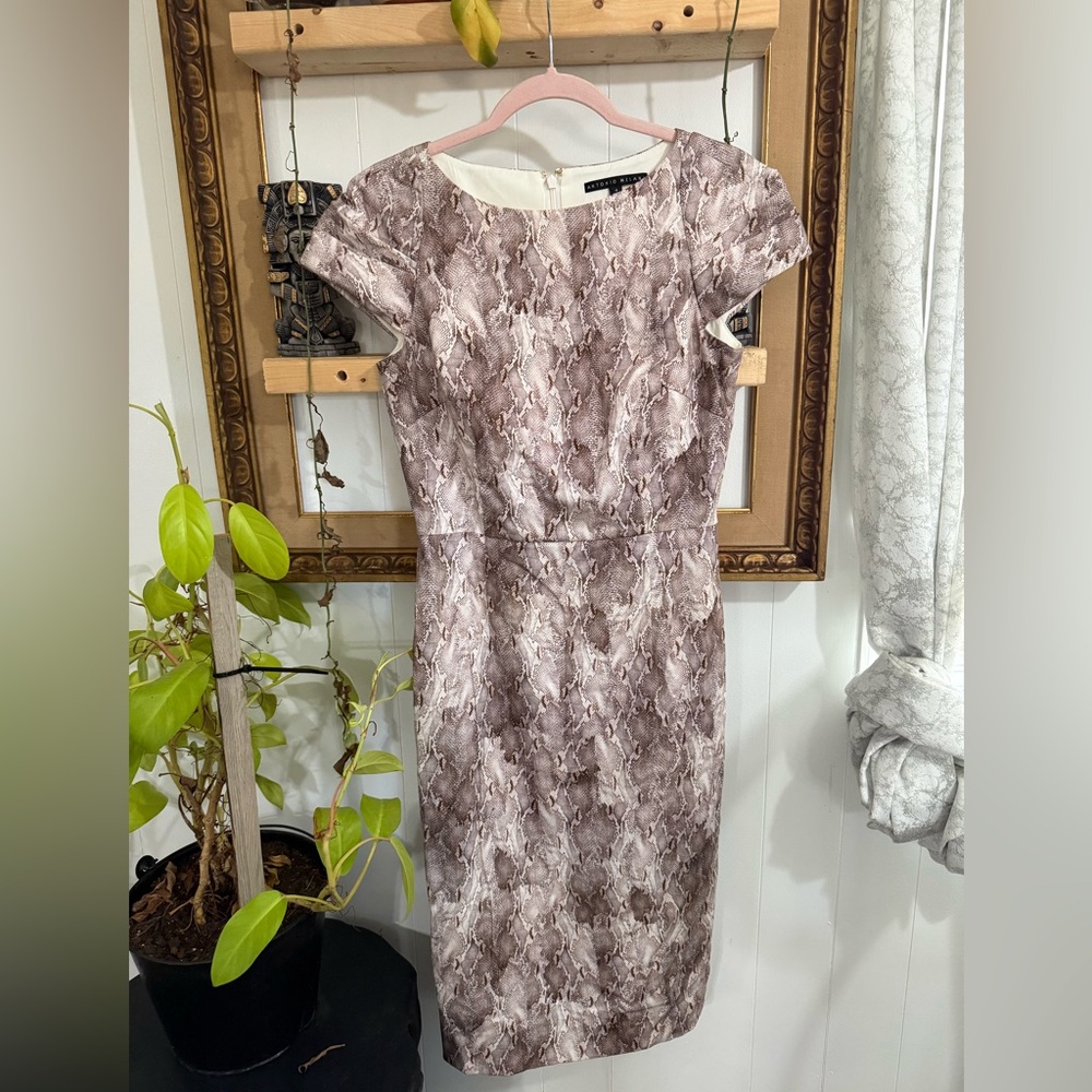 Antonio Melani lined midi dress with a snakeskin pattern